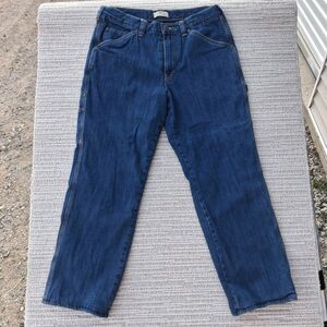 BLUE MOUNTAIN MENS FLEECE LINED CARPENTER JEANS BLUE DENIM PANTS 34X30 UTILITY